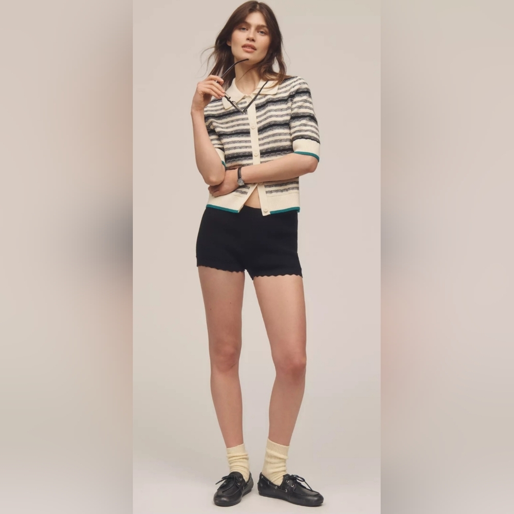 Anthropoligie Maeve Kinsley Collared Cropped Cardigan